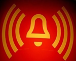 Alarm - symbol dzwonka na czerwonym tle