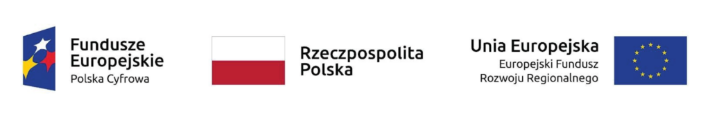 Loga od lewej: Fundusze Europejskie Cyfrowa gmina, Flaga Rzeczpospolitej polskiej, Flaga Unii Europejskiej z opisem